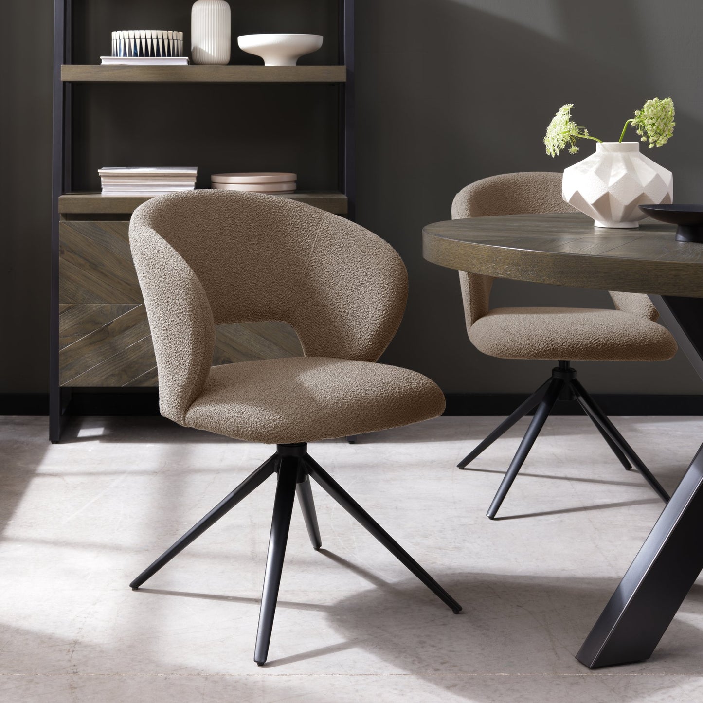 Chloe Mocha Beige Swivel Dining Chair