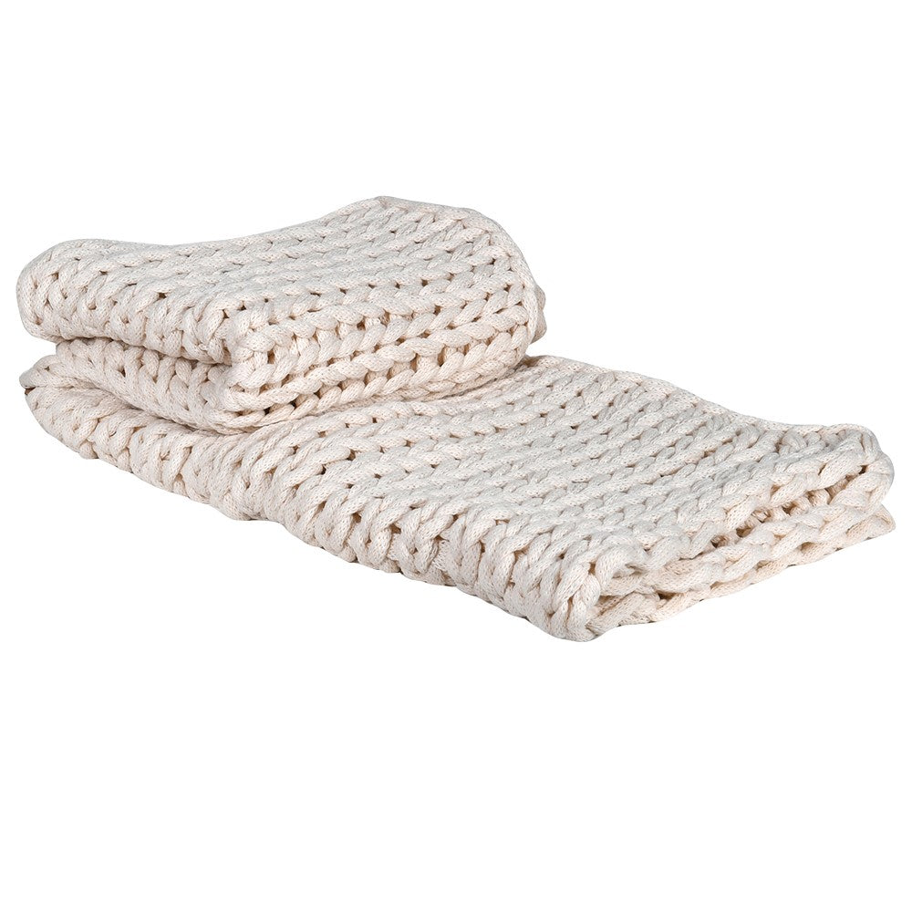 Cream Chunky Knit Throw