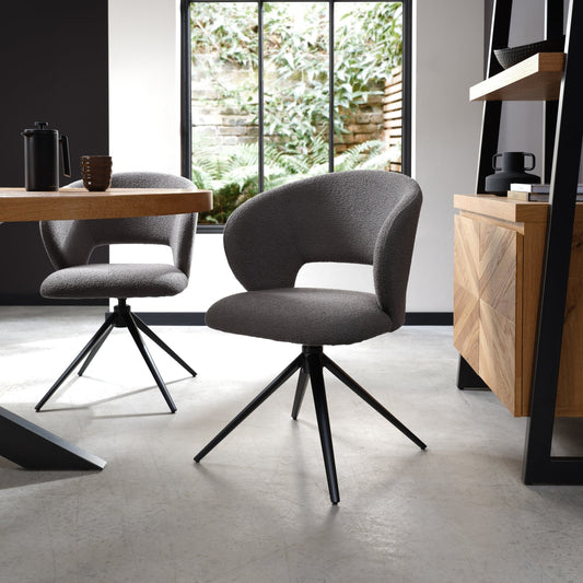Chloe Grey Boucle Fabric Dining Chair