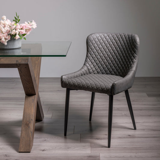 Turin Grey Faux Leather Dining Chair