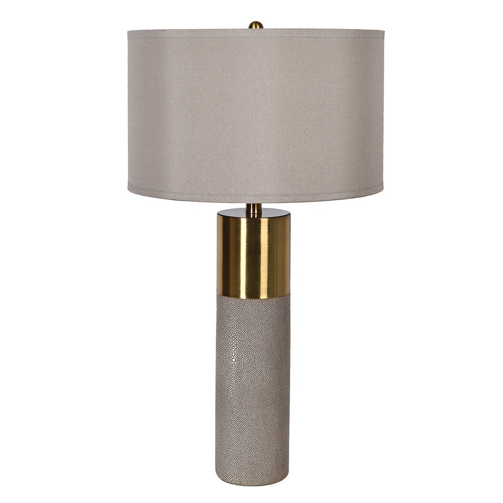 Faux Shagreen and Brass Table Lamp with Shade