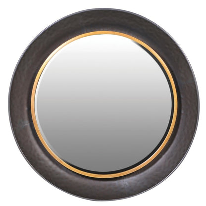 Round Black and Gold Wall Mirror