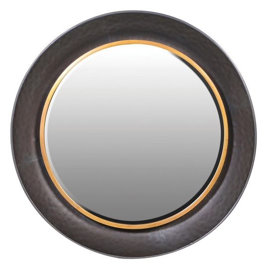 Round Black and Gold Wall Mirror