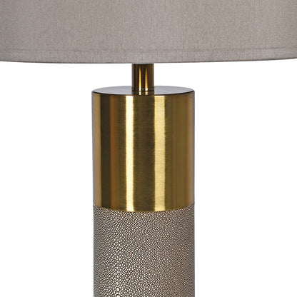 Faux Shagreen and Brass Table Lamp with Shade