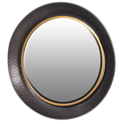 Round Black and Gold Wall Mirror