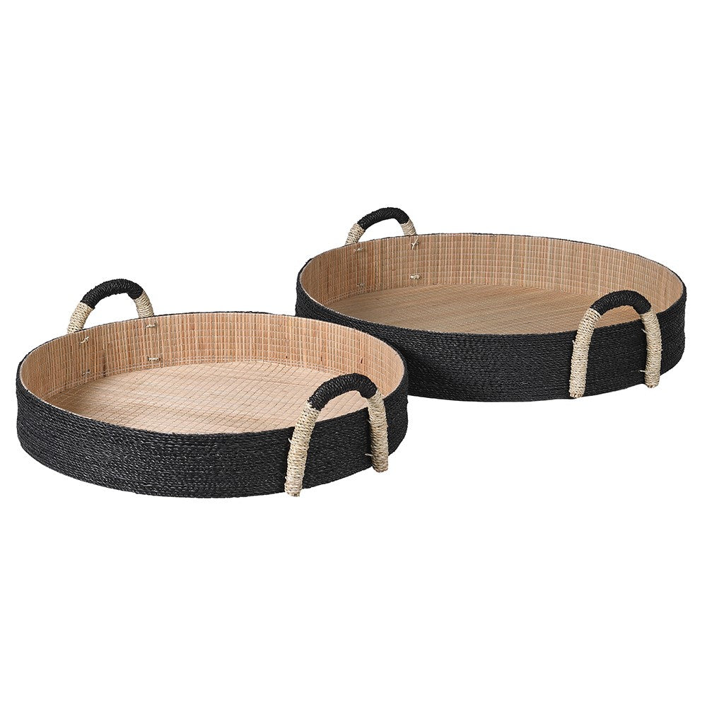 Set of 2 Round Seagrass Eco Trays