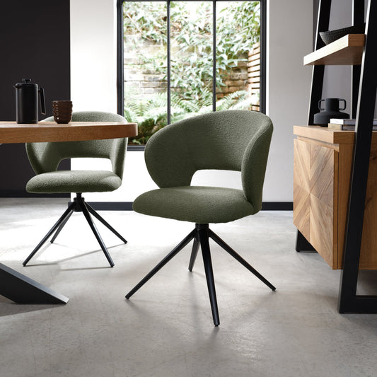 Chloe Green Boucle Swivel Chair