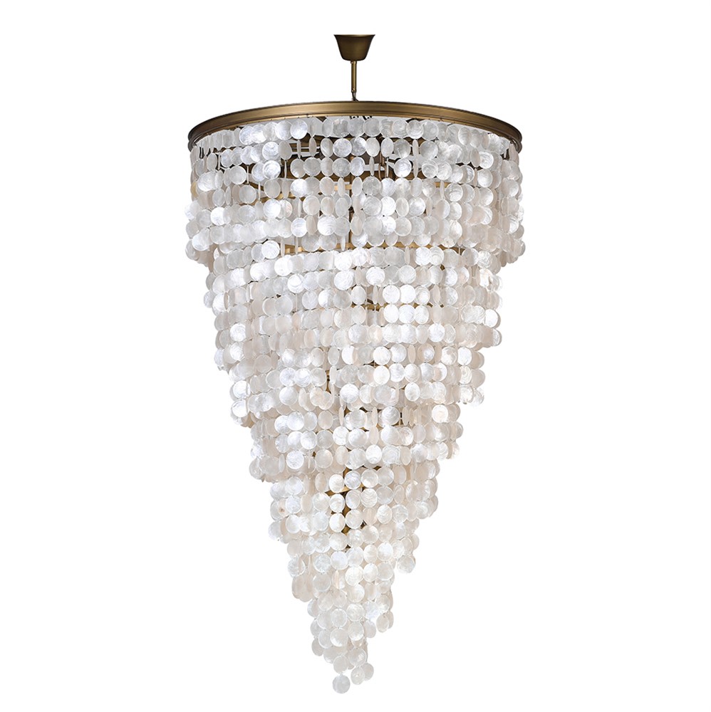 Oversized Hand Made Spiral Shells Chandelier