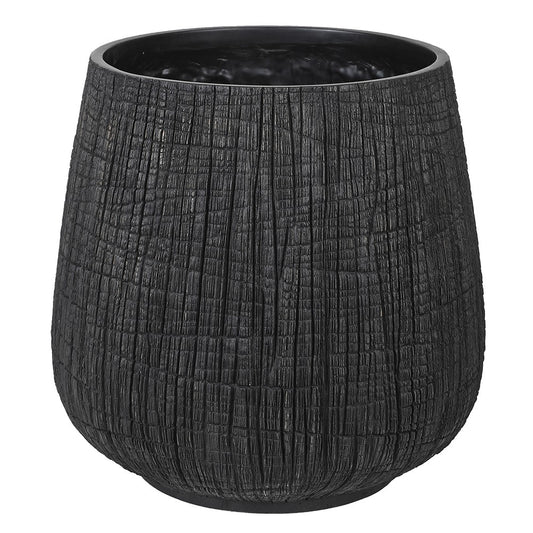 Tall Black Yakisugi Textural Pot