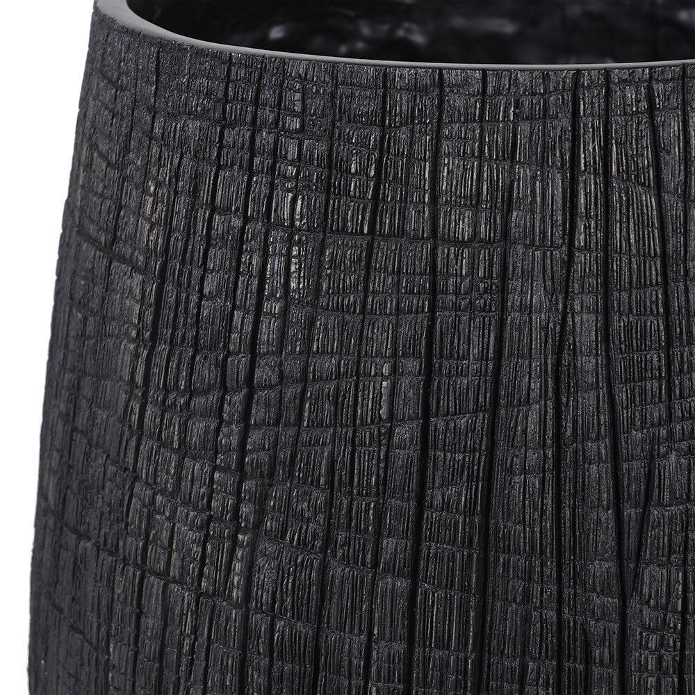 Tall Black Yakisugi Textural Pot