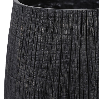 Tall Black Yakisugi Textural Pot