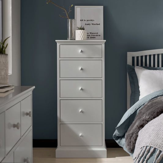 Trinity Soft Grey 5Drawer Tall Chest