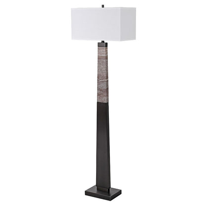 Pillar Marble Floor Lamp with Shade