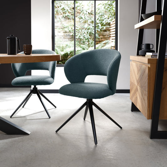 Chloe Blue Boucle Swivel Chair