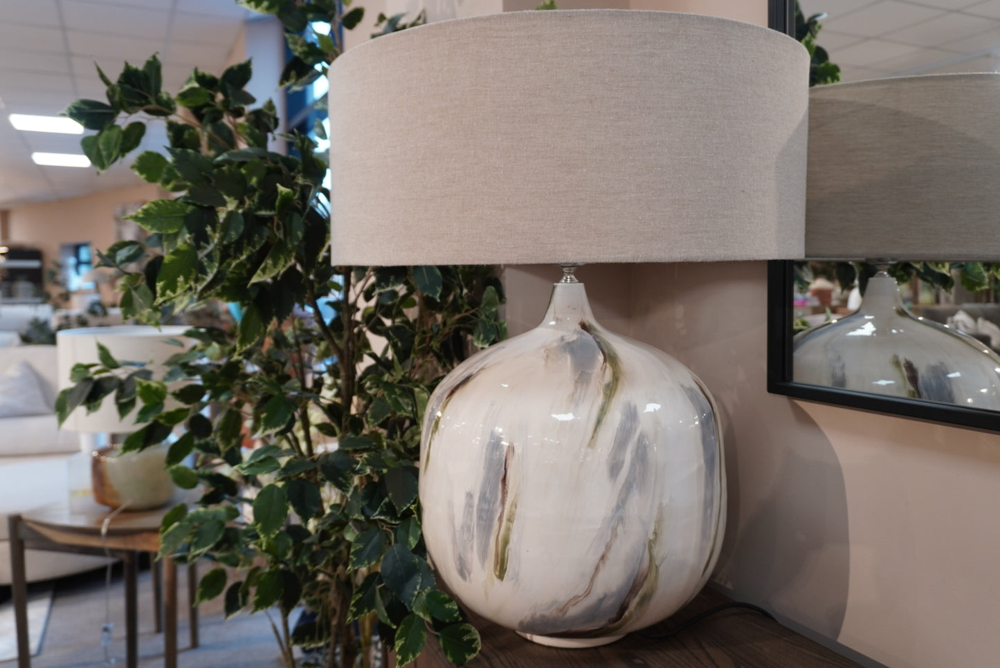 Fangorn Enamel Table Lamp with Linen Shade