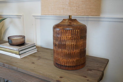 Carved Ridged Table Lamp & Shade