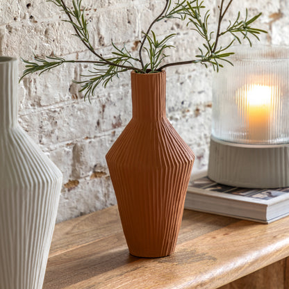 Zahara Ribbed Cast Metal Vase