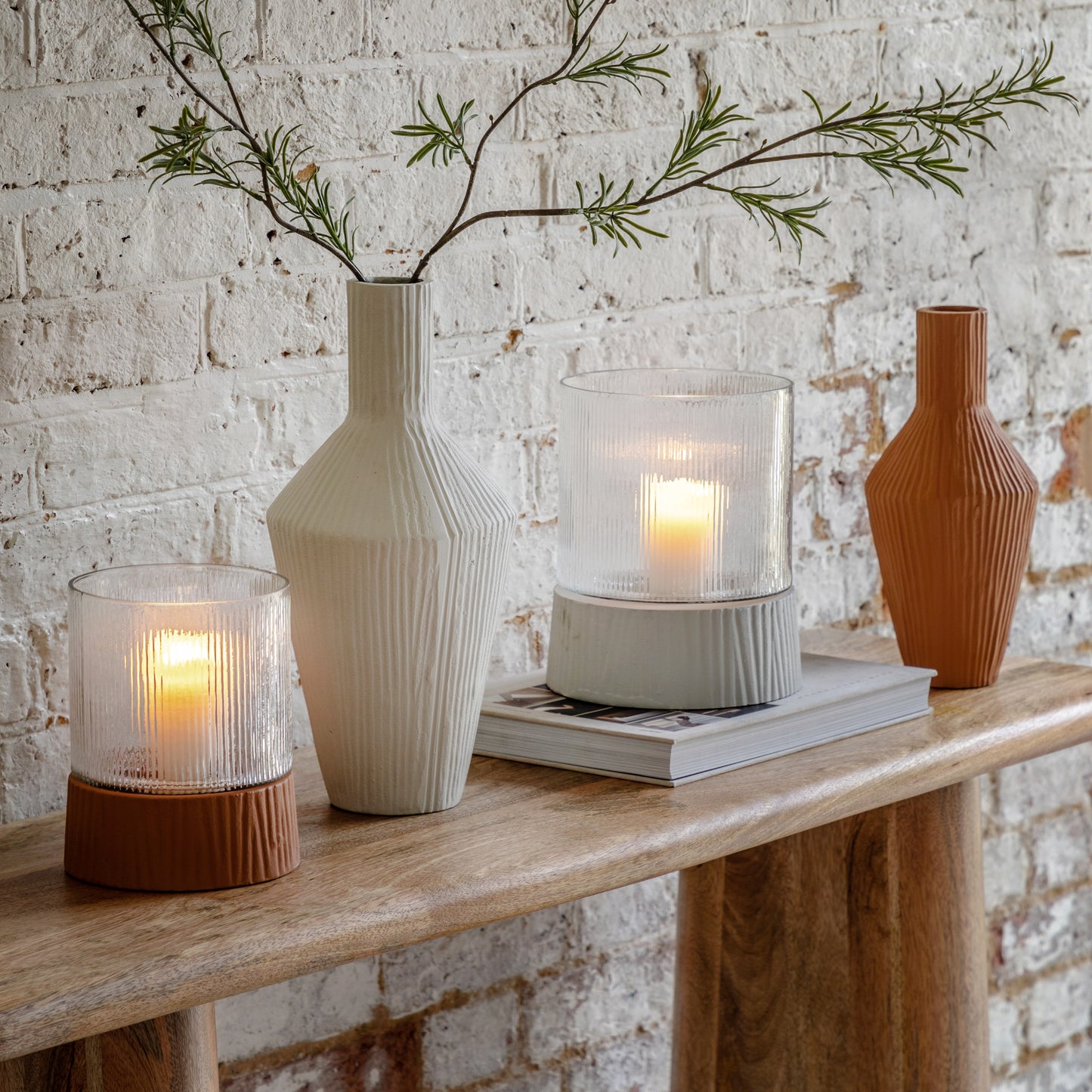 Zahara Ribbed Cast Metal Vase