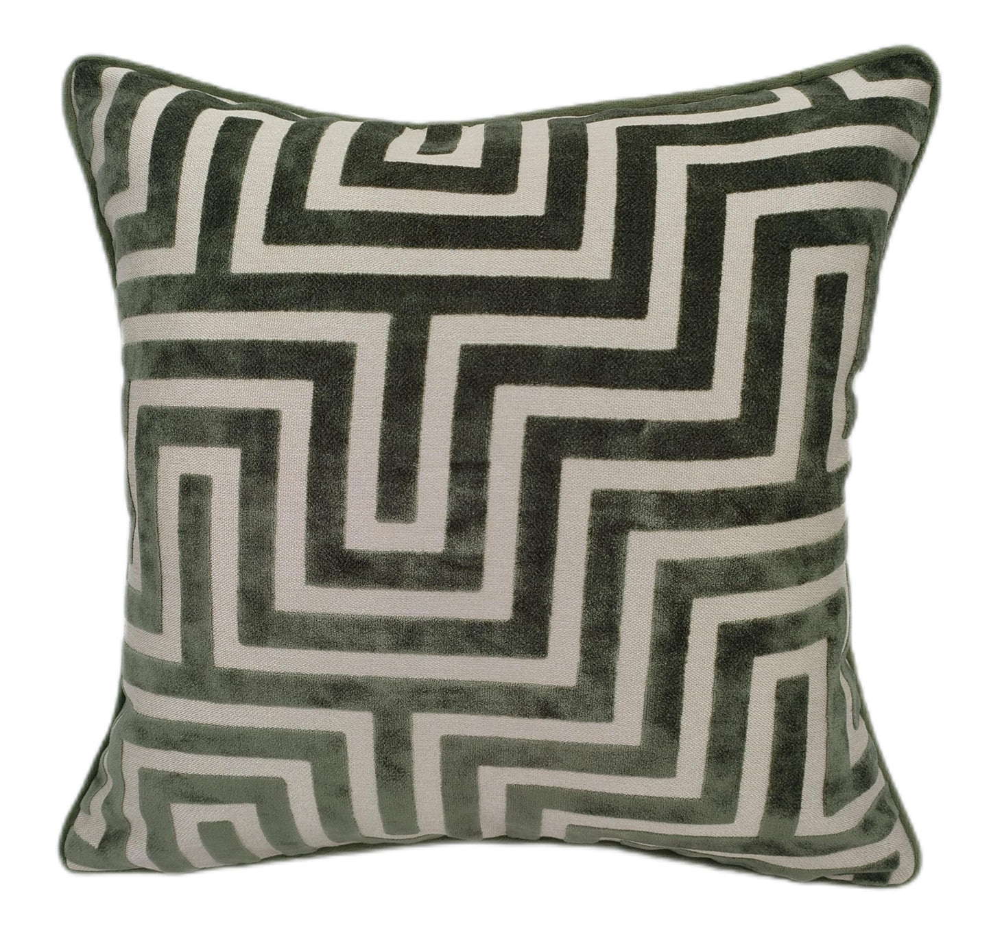 Maze Cut Velvet Sage Cushion