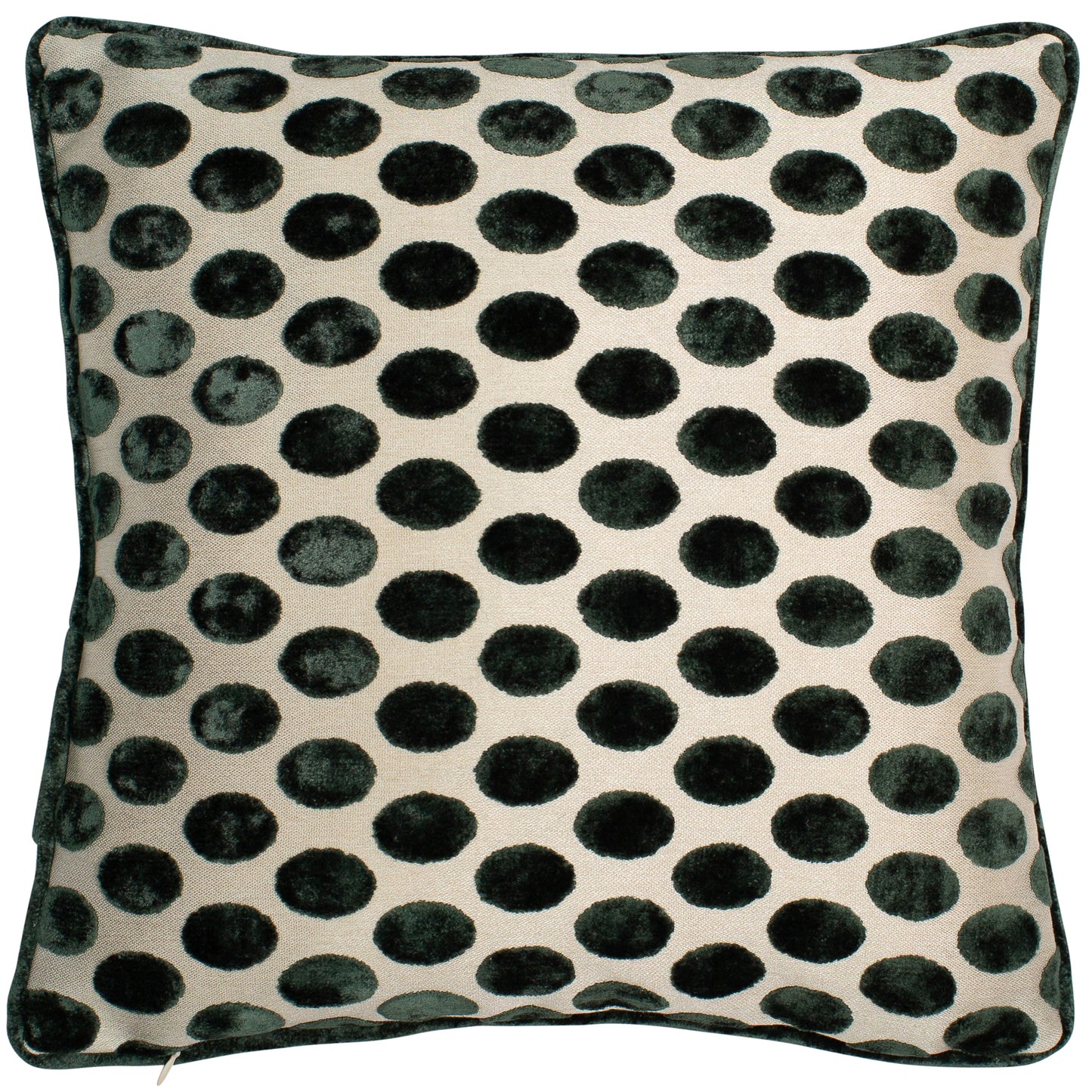 Polka Dot Green Cut Velvet With Pipping Cushion