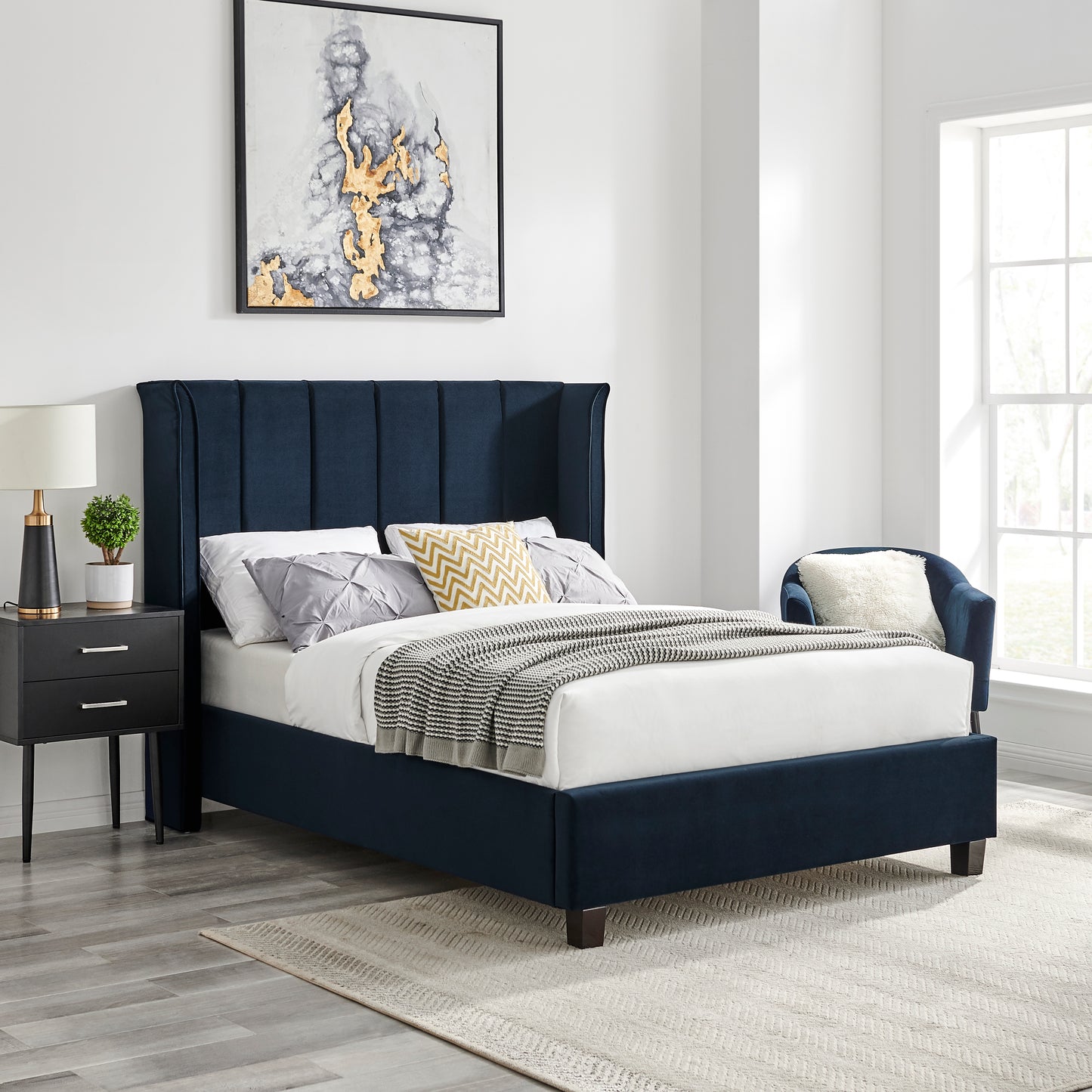 BOLOGNA KINGSIZE NAVY BLUE BEDFRAME