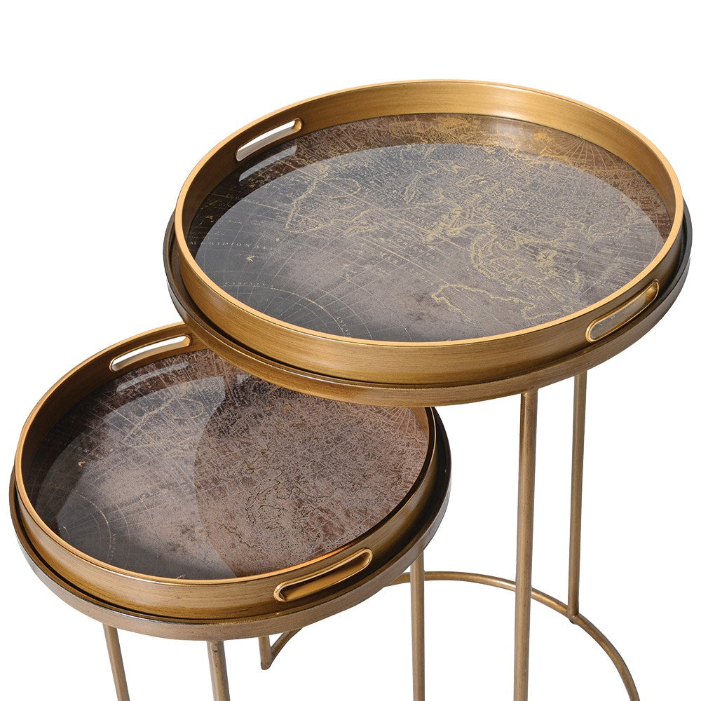 Nest of 2 Map Round Tray Tables