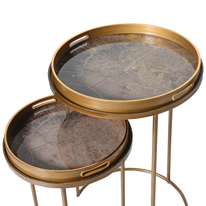 Nest of 2 Map Round Tray Tables