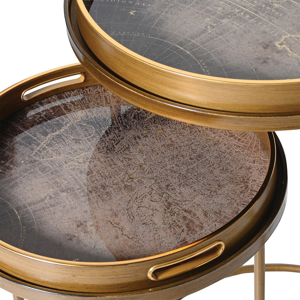 Nest of 2 Map Round Tray Tables