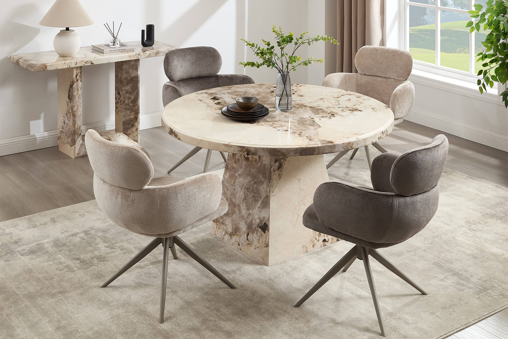 Calgary 1.3m Round Dining Table – Moy Furniture Centre