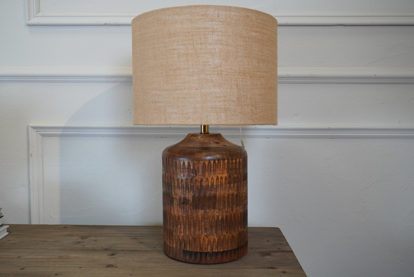 Carved Ridged Table Lamp & Shade
