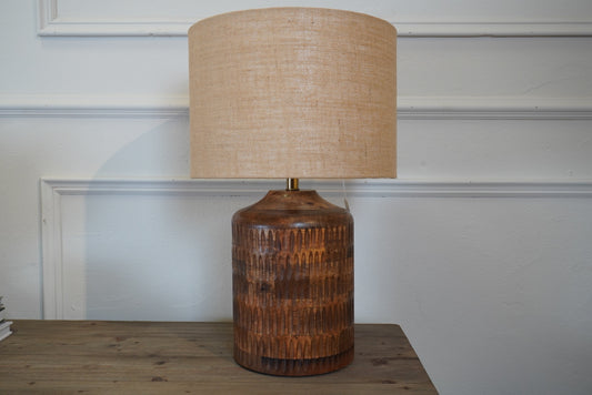 Carved Ridged Table Lamp & Shade
