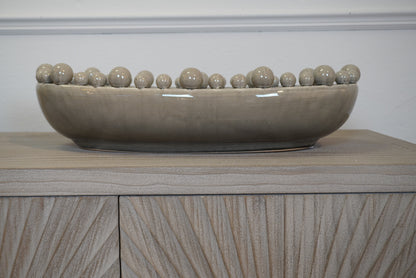 Cream Oval Bobble Edged Bowl