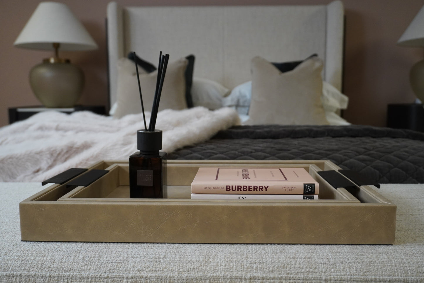 Set of 2 Faux Leather Trinket Trays