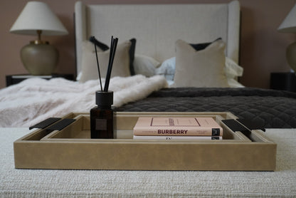 Set of 2 Faux Leather Trinket Trays