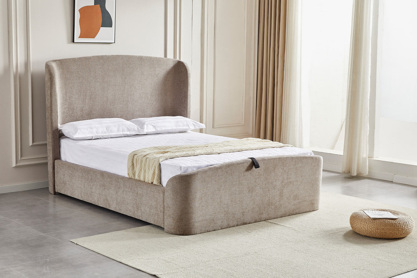 Palma Beige Kingsize Ottoman Bed