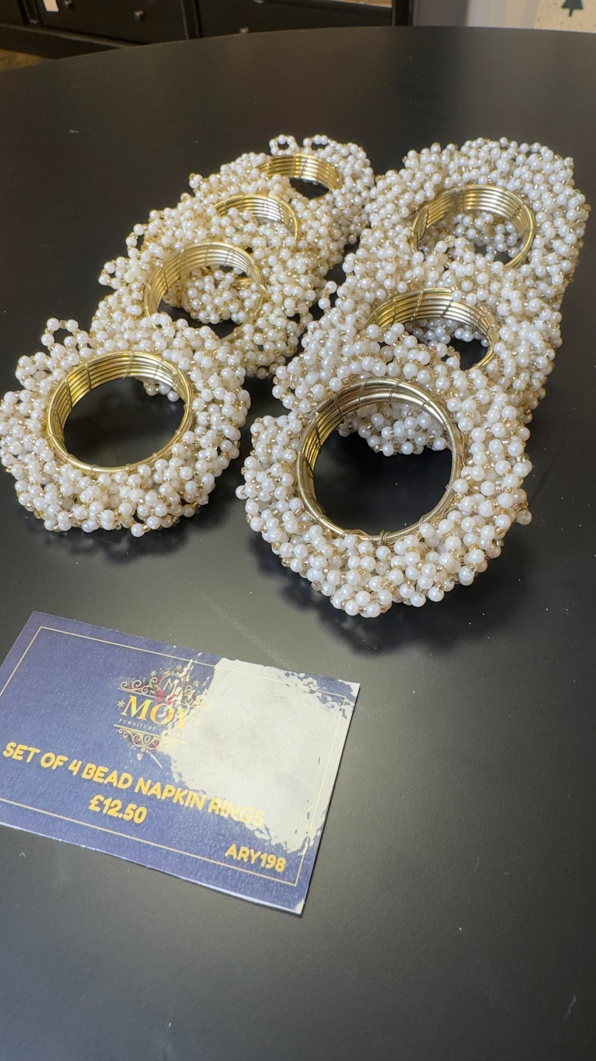 Set of 4 Pearl Beaded Napkin Ring