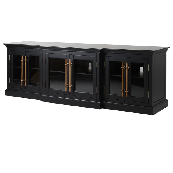 Noir Glass Fronted 6 Door Entertainment Unit