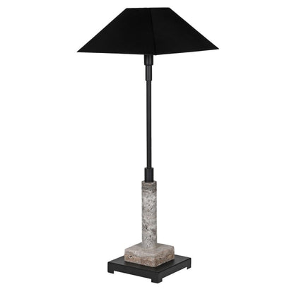 Black Marble Table Lamp with Metal Shade