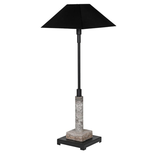 Black Marble Table Lamp with Metal Shade