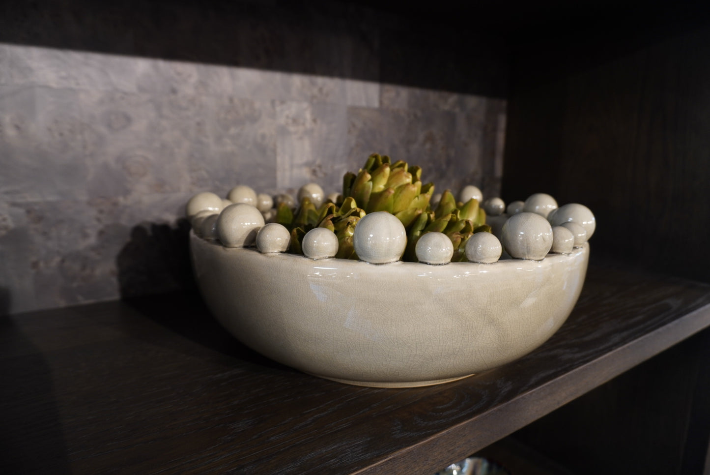 Decorative Cream Bobble Edged Bowl
