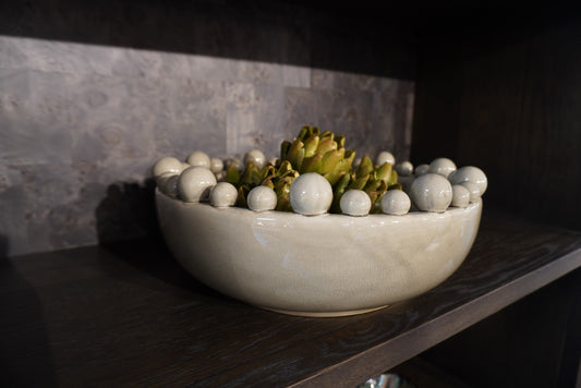 Decorative Cream Bobble Edged Bowl