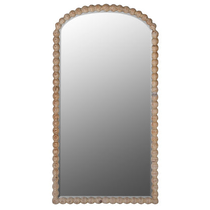 Large Natural Wood Bobble Mirror