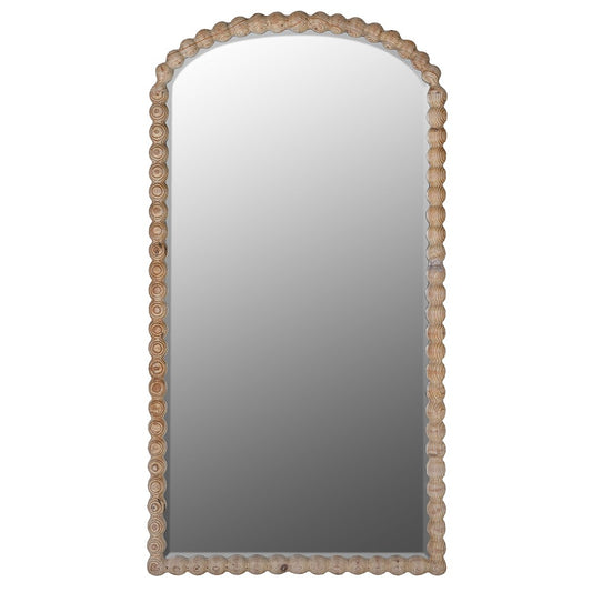Large Natural Wood Bobble Mirror