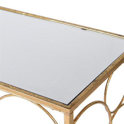 Gold Loop Mirror Top Console Table