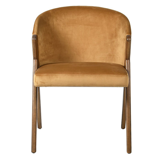 Gold Velvet and Wood Occasional Chair