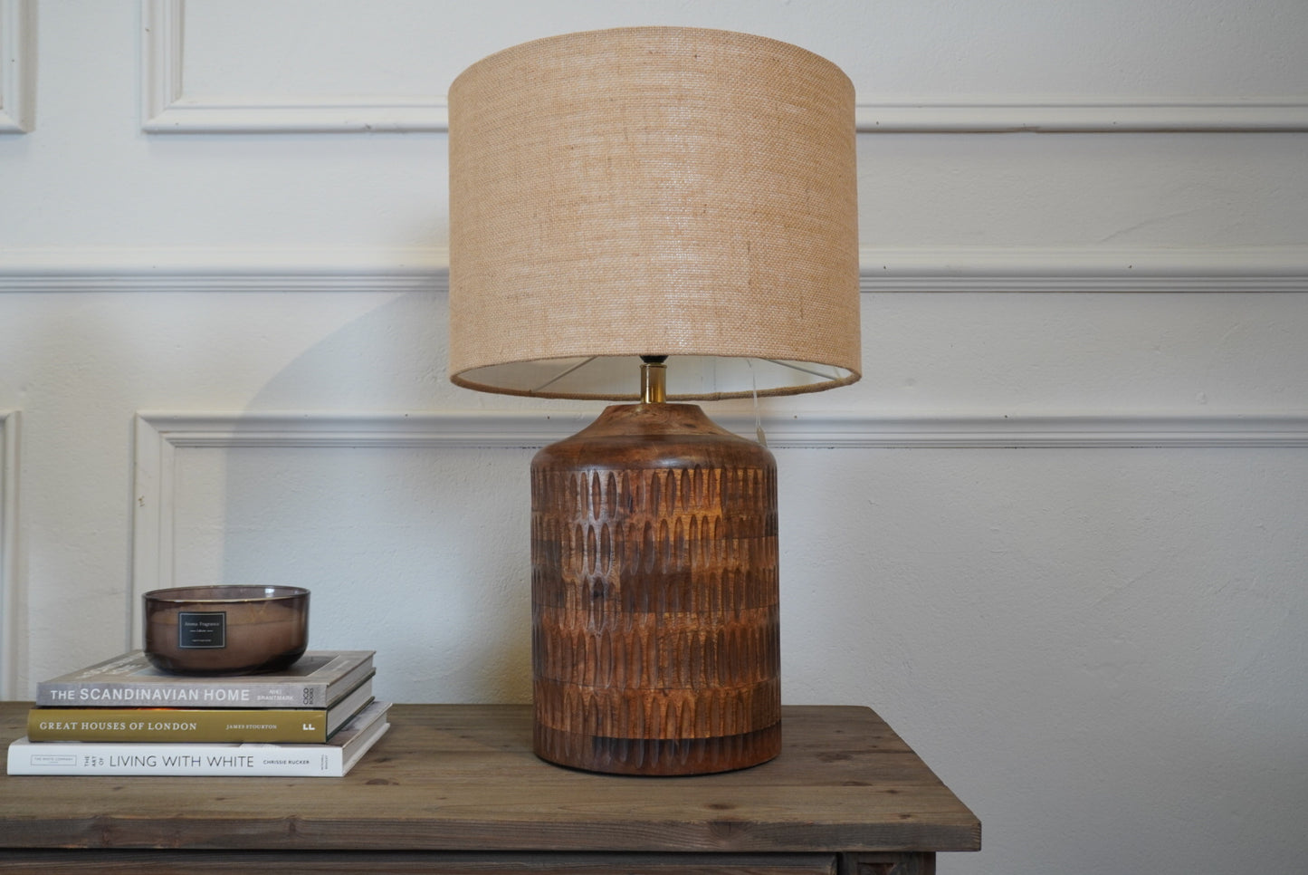 Carved Ridged Table Lamp & Shade