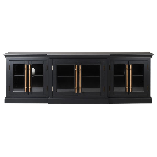 Noir Glass Fronted 6 Door Entertainment Unit