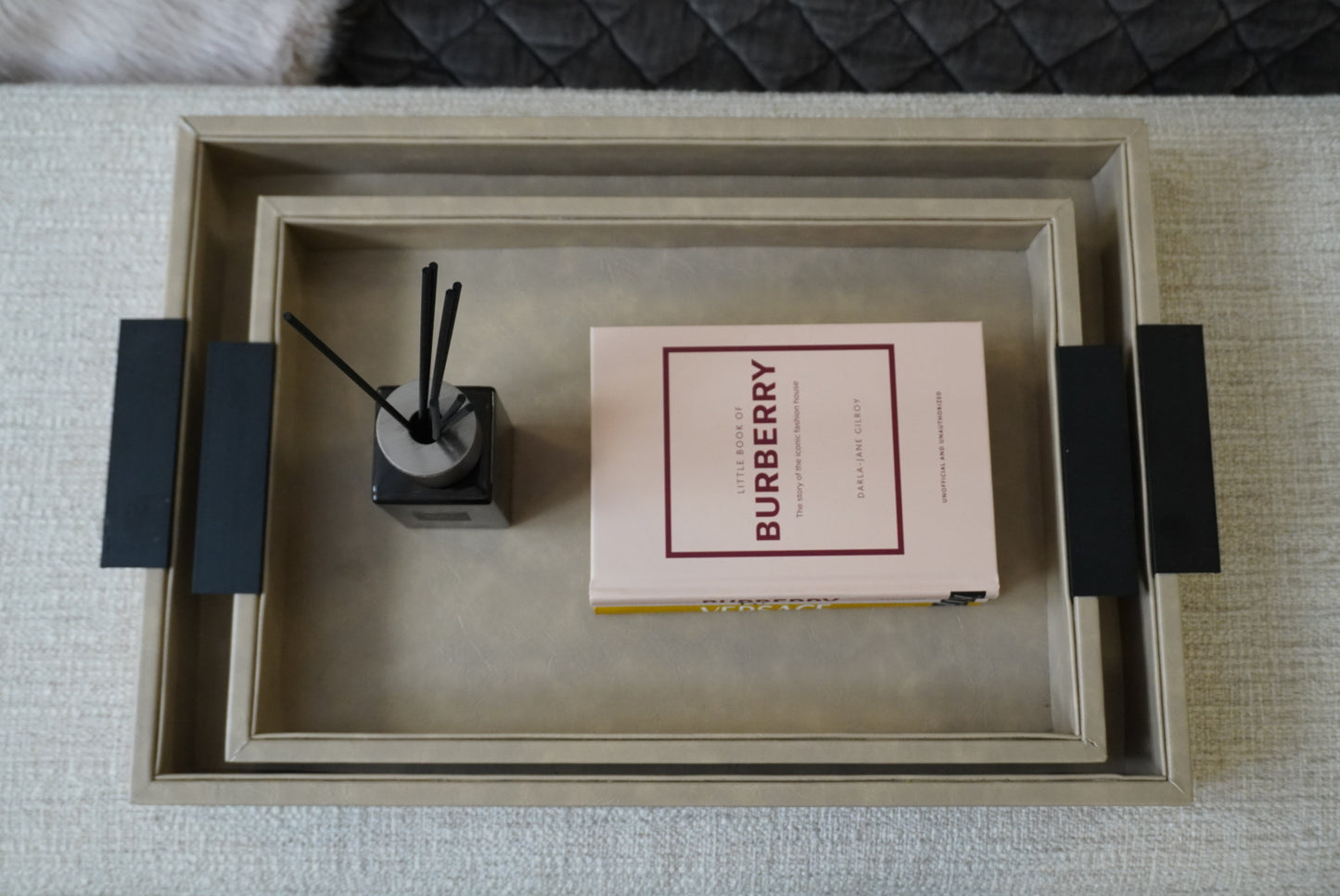 Set of 2 Faux Leather Trinket Trays