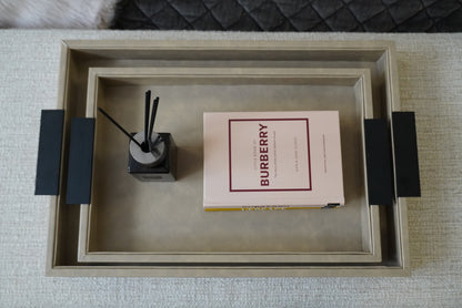 Set of 2 Faux Leather Trinket Trays