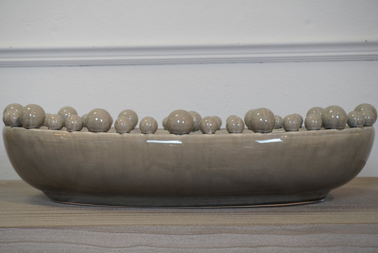 Cream Oval Bobble Edged Bowl